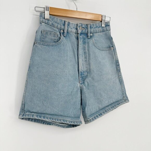 Zara Authentic Denim Mom Fit Bermuda Short High Waist Light Wash Blue Women's 00 - Picture 3 of 7